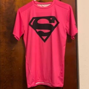 Men’s Pink Superman UnderArmour compression shirt